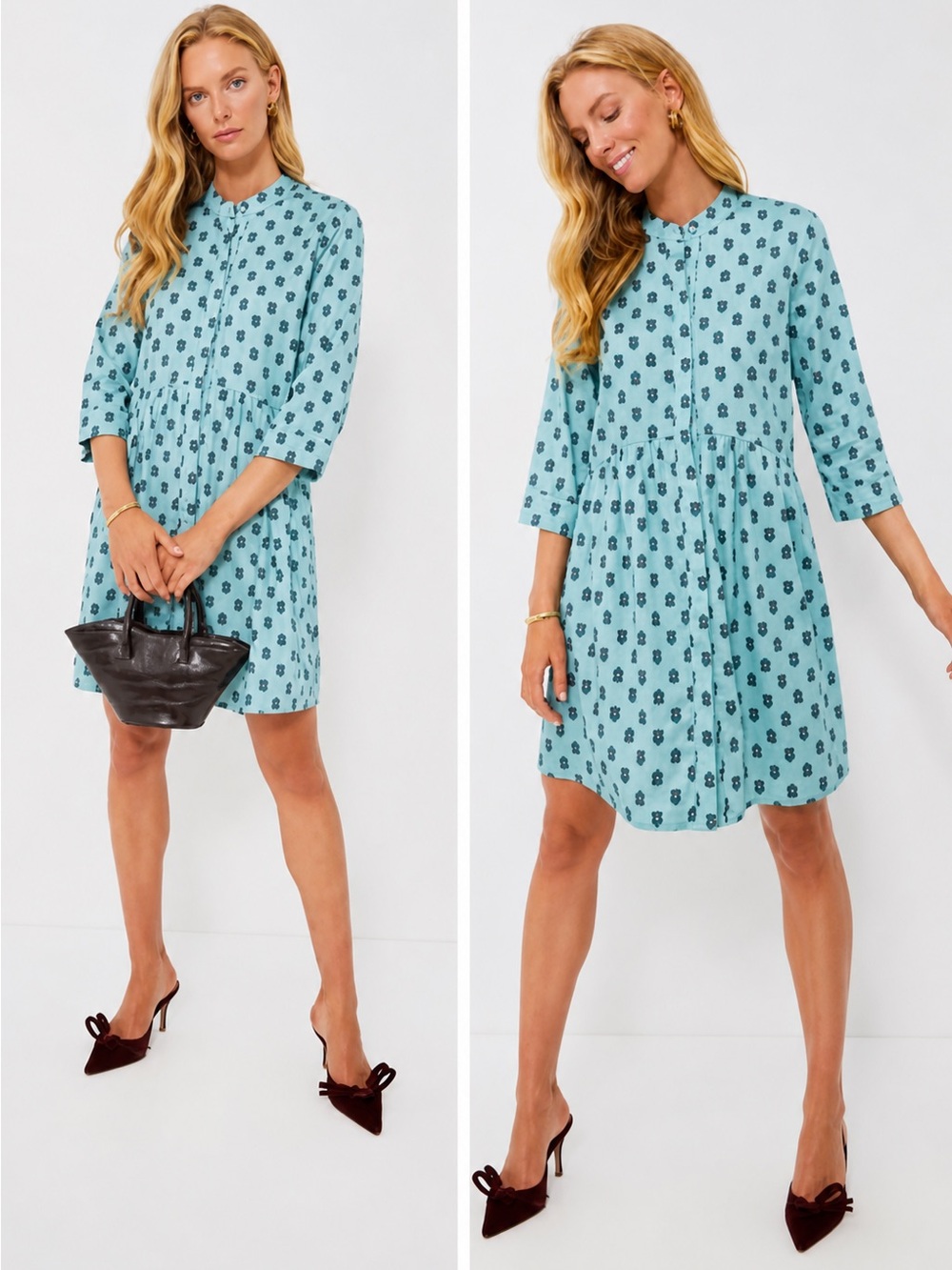 Tuckernuck Slate Blue Half Drop Royal Shirt Dress size medium preppy pockets
